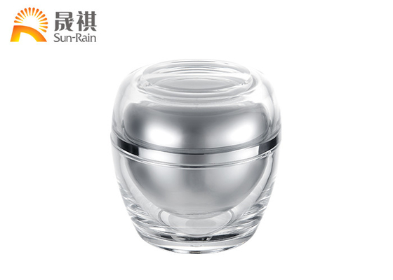 Empty Acrylic Plastic Cosmetic Jars Silver Aluminum 50ml For Skin Care Packaging