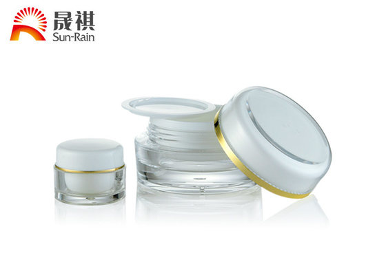 White Acrylic Empty Cream Jars , Round Plastic Makeup Container 15ml 30ml 50ml